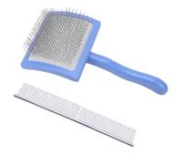Tnfeeon Brosse de Toilettage pour Animaux, Brosse Démêlante, Peigne à Poils Durs incliné à 45° avec Carde et Peigne Râteau pour Chiens et Chats en Période de Mue, Caniches et (Blue)