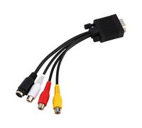 Tnfeeon Câble Adaptateur VGA vers S Vidéo et AV, Convertisseur TV Mâle vers Composite 15 Broches pour PC Portable avec Fonction de Sortie TV