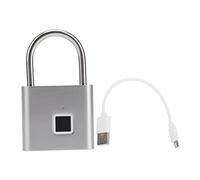Tnfeeon Cadenas Moraillons Cadenas à Empreinte Digitale 0,5 Secondes Déverrouillage Rapide IP54 Magasins USB Rechargeable avec Lumière LED Trois Couleurs pour Casiers de Salle de Sport (Silver)