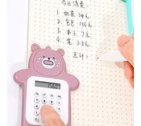 Tnfeeon Calculatrice Ours Mignon, Mini Calculatrice de Dessin animé Portable, Boutons en Caoutchouc, Affichage à 8 Chiffres pour étudiantes (Brown)