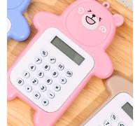 Tnfeeon Calculatrice Ours Mignon, Mini Calculatrice de Dessin animé Portable, Boutons en Caoutchouc, Affichage à 8 Chiffres pour étudiantes (Ours Rose)