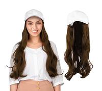 Tnfeeon Casquette de Baseball Blanche à la Mode avec Cheveux Attachés, Matériau Haute Température, Perruque Bou légante, Idéale pour un Usage Quotidien et les Fêtes pour les Femmes (Chapeau