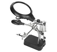 Tnfeeon Clamp/Holder Auxiliaire de Loupe, Support de Bureau Réglable avec Lumière LED, Grossissement 10x pour la Réparation électronique et l'utilisation de Bureau