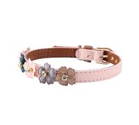 Tnfeeon Collier Réglable en Cuir PU pour Animaux de Compagnie, Nœud Papillon en Forme de Marguerite, Scintillant pour Chiens et Chats de Petite et Moyenne Taille (1,3 * 34cm)