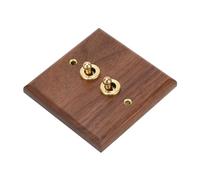 Tnfeeon Couvercle d'interrupteur en Bois de Noyer Couvercle de Sortie Marron Plaque Murale à Double Bascule 86 X 88 Mm 250 V 50 Hz Panneau Décoratif à Vis en Laiton pour Salon Chambre à Coucher