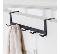 Tnfeeon Crochet de Porte en Fer forgé, Support de Rangement Arrière de Porte, 5 Crochets 11,4 X 3 X 2,5 Pouces, sans Perçage, serviette, Manteau, Chapeau, Sac, pour Salle de Bain, Chambre à (BLACK)