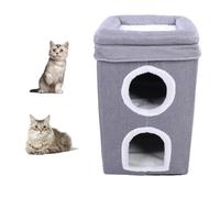 Tnfeeon Cube de Maison pour Chat, Structure à 3 Couches avec Zone de Grattage, Plate-Forme de Repos, Point de Vue, Côtés Enveloppés de Corde en Sisal Durable, Conception Légère et