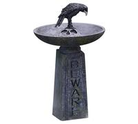 Tnfeeon Décor de Jardin Vintage avec Corbeaux et Corbeaux en Plumes Noires, pour l'extérieur, Patio, Cour, Pelouse, Scène de Cimetière, Bain d'oiseaux en Résine, Bain d'oiseaux Antique hanté
