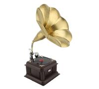 Tnfeeon Décor de Phonographe Vintage, Gramophone Rétro fabriqué en Fer pour la Décoration de la Maison, Accessoires de Photographie et Modèle de Collection (Bronze)