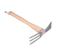 Tnfeeon Désherbeur de Jardin, Râteau à Main en Acier Inoxydable, Manche en Bois de Hêtre, Cultivateur de Désherbage, Parterres de Fleurs, bonsaï, Plantation de Pelouse, Patio, Outil d'extraction de