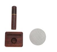 Tnfeeon Distributeur de café et écran de Rondelle, Mélange Uniforme du Marc avec des Aiguilles en Acier Inoxydable, Réduit les Déversements, Poignée en Bois de Hêtre pour Home Cafe Office (51MM)