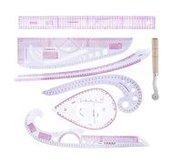 Tnfeeon Ensemble de 7 Règles de Mesure de Couture, Outils de Dessin de Motifs en PVC Transparent avec échelle en Pouces et en Cm pour les Tailleurs, les Créateurs de Vêtements, le Marquage du Tissu