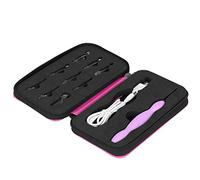 Tnfeeon Ensemble de Crochets Lumineux Rechargeables par USB, 9 Têtes Interchangeables avec étui Portable à luminosité Réglable pour le Tricot, le Tissage, la Couture, les Travaux
