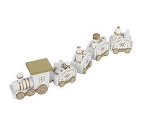 Tnfeeon Ensemble de Jouets Trains du Père Noël en Bois, Modèle de de Noël en Bois pour la Décoration de la Maison et Jeu éducatif pour Les Enfants et Les Tout-Petits (Blanc Cinq Noeuds)