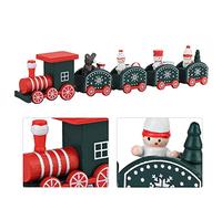 Tnfeeon Ensemble de Jouets Trains du Père Noël en Bois, Modèle de de Noël en Bois pour la Décoration de la Maison et Jeu éducatif pour Les Enfants et Les Tout-Petits (Cinq Festivals Verts)