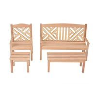 Tnfeeon Ensemble de Meubles de Maison de Poupée en Bois, Table et Chaises Miniatures à l'échelle 1:12, Parfait pour Les Enfants, 4 Pièces