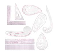 Tnfeeon Ensemble de Règles de Couture Polyvalentes, Gabarits de Dessin et de Coupe 9 Pièces en PVC Transparent avec Graduation Rouge, for Conception de Vêtements, Dessin, Coupe