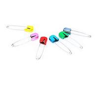 Tnfeeon Épingles à Couches de Couleurs Assorties, épingles à Couches à Verrouillage de sécurité à Tête en Plastique en Acier Inoxydable pour Lavables pour Bébés et Adultes (6 épingles colorées en
