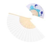 Tnfeeon Éventails à Main en Soie Blanche, élégants éventails Pliables pour Les Invités du Mariage, Parfaits comme Accessoires de Mode et Cadeaux (White)