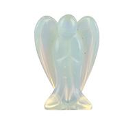 Tnfeeon Figurine D’Ange de Guérison en Cristal, Ange de Paix en Quartz Rose Opale de Poche, Pierre Précieuse Gardienne pour la Méditation et la positivité (Ange Opale de 2 Pouces)