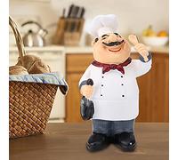 Tnfeeon Figurine de Chef Vintage Américaine, Décoration en Résine Faite à la Main, Idéale pour la Cuisine et le café, 19,5 Cm de Haut (71110-04 Chef avec cuillère)