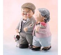 Tnfeeon Figurine de Couple en Résine, Décoration de Gâteau Vintage, Décoration d'intérieur Romantique pour Couple de Personnes âgées, Parfaite pour les Cadeaux d'anniversaire et de Mariage, 4,3 X