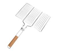 Tnfeeon Filet de Grillage pour Barbecue, en Métal avec Poignée Pliable, Grande de Cuisson, Outil de Cuisine en Plein Air pour Le Camping et Les Pique-niques