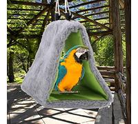 Tnfeeon Hamac à Oiseaux en Peluche, Nid Triangulaire, Lit Douillet Doux pour Perruches, Calopsittes, Petits Animaux de Compagnie avec Crochets Faciles à Suspendre, Matériau en Flanelle Chaude,