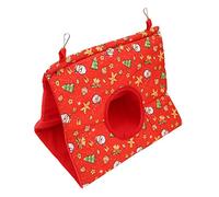 Tnfeeon Hamac pour Perroquets, Nid d'oiseau Triangulaire en Polyester avec Matériau Chaud pour Perroquets et Oiseaux en Hiver (noël Rouge)