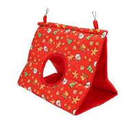 Tnfeeon Hamac pour Perroquets, Nid d'oiseau Triangulaire en Polyester avec Matériau Chaud pour Perroquets et Oiseaux en Hiver (noël Rouge)