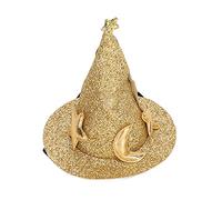 Tnfeeon Hamster Hat Moon Star Pattern avec Sangle de Menton Réglable pour Les Petits Animaux Turtles Lézards Geckos Convient pour Le Costume de Fête des Animaux de Compagnie Decor Decor (Gold)
