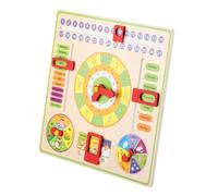 Tnfeeon Horloge Calendrier en Bois, Outil d'apprentissage éducatif pour Les Jeunes Apprenants, Enseigner l'heure, Les Saisons, la Météo avec des Visuels Colorés, Montable au Mur dans Les Salles de