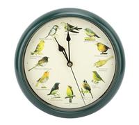 Tnfeeon Horloge Murale avec Chants d'oiseaux, Originale, avec 12 Oiseaux Chanteurs Indigènes, Temps de Silence la Nuit, Enregistrements Naturels Originaux, Décoration D'intérieur, (Green)