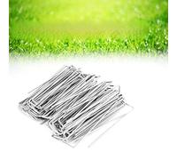 Tnfeeon Jardin en Acier Inoxydable, Paquet de 100 épingles d'agrafe de Paysage 5,98 X 1,37 Pouces avec Bord biseauté, Sécurise Le Tissu de Barrière de Filet de Pare-Soleil pour Les Tentes de Verger