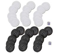 Tnfeeon Jeu de Dames de Backgammon Noir et Blanc, Pièces de Jeu en Plastique avec Dés pour Le Divertissement Familial, 32 Pièces Comprenant 15 Jetons de Lumière Sombre, 2 Dés Compacts 2,8 X,4 X 1,
