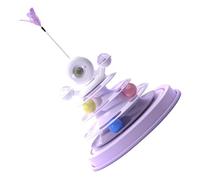 Tnfeeon Jouet à Boules pour Chat, Plateau Tournant Interactif en Plumes et Herbe à Chat, Conception à 4 Couches pour des Heures de Jeu, pour l'exercice et Le Divertissement des d'intérieur (Taro