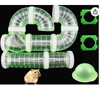 Tnfeeon Jouet Cage Extensible, Ensemble de Tubes de Hamster Transparents en Plastique avec Tunnel de Connexion DIY pour Souris et Rats (Vert 40 Livres #72)