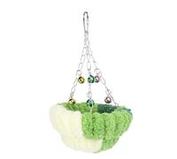 Tnfeeon Jouet de Lit Balançoire Nid d'oiseau, Lit Suspendu en Peluche Douce pour Perroquets, Nid Chaud et Confortable pour Petits Oiseaux comme Les Perruches et Les Calopsittes (Petit, Vert foncé)