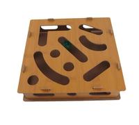 Tnfeeon Jouet de Puzzle Interactif pour Chats, activité de Mouvement de Cerveau en Bois avec Boules de Cloche, 11 X 11 Pouces, Temps de Jeu Engageant et Stimulation Mentale pour Le Jeu de Labyrinthe