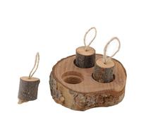 Tnfeeon Jouet de Recherche de Nourriture pour Cochon d'Inde, Distributeur de Friandises à Croquer en Bois de Pommier, Plateau Puzzle pour Petits Animaux, Encourage Les Comportements Naturels de