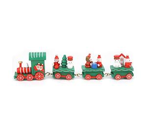 Tnfeeon Jouet de Train de Noël, Ensemble de Train Festif en Bois avec Wagons à Moteur, Cadeaux de Vacances Joyeuses, Présentoir de Table 8,3 X 2 Pouces, Parfait pour Les Salles de reen)