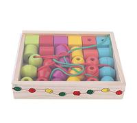 Tnfeeon Jouet d'enfilage de Perles en Bois, Développement de la motricité Fine, Reconnaissance de Forme, Finition Non Toxique, Couleurs Vives, Bords Arrondis, Temps de Jeu pour Tout-Petits, Perles