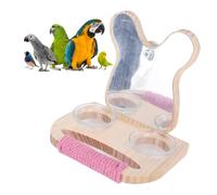 Tnfeeon Jouet Miroir pour Oiseaux avec Perchoir, Bol d'alimentation en Acier Inoxydable pour Cage, Cage à Perroquets, Plate-Forme de Perchoir en Bois, Mangeoires Suspendues, Tasse pour