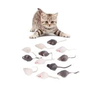 Tnfeeon Jouet Souris en Peluche pour Chat avec Catnip - 12 Pcs Mini Souris Douces avec Son Intégré, Jouet Interactif pour Chaton, Anti-Stress et Anti-Ennui