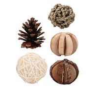 Tnfeeon Jouets à Mâcher en Bois pour Animaux de Compagnie Ensemble de Balles Interactives en Bois Naturel pour Petits Animaux Favorise la santé Dentaire et l'exercice Matériau Non Toxique Sûr