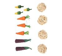 Tnfeeon Jouets à Mâcher pour Hamster, Boule de Vigne, Balle de Maïs, Jouets Molaires pour Le Soin des Dents, pour Petits Animaux comme Les Lapins et Les Chinchillas, 12 Pièces