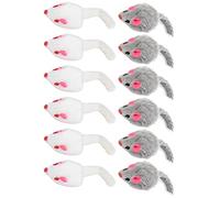 Tnfeeon Jouets de Souris pour Chat, Hochet en Fourrure avec Plumes pour Chats d'intérieur, 12 Pièces, Jouets Interactifs pour Animaux de Compagnie pour Chatons et