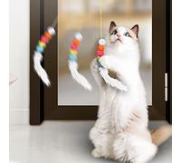 Tnfeeon Jouets Teaser pour Chat, Jouets Interactifs pour Chaton avec Cloche, Corde élastique Réglable pour Chats Ludiques d'intérieur (Ver de Papier cliquetant)