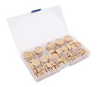 Tnfeeon Kit de Couture Assorti de 140 Boutons en Bois à 2 Trous avec Tailles de 0,6, 0,8 et 1,0 Pouce pour Tricoter, Scrapbooking, Fabrication de Cartes, Décoration d'intérieur, Projets Festifs de