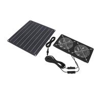 Tnfeeon Kit de Ventilateur d'extraction à énergie Solaire 20 W ABS Système de Ventilation à Double Ventilateur 2200 Tr/min 152,6 CFM avec Panneau Monocristallin pour Poulailler, Serre, Hangar,